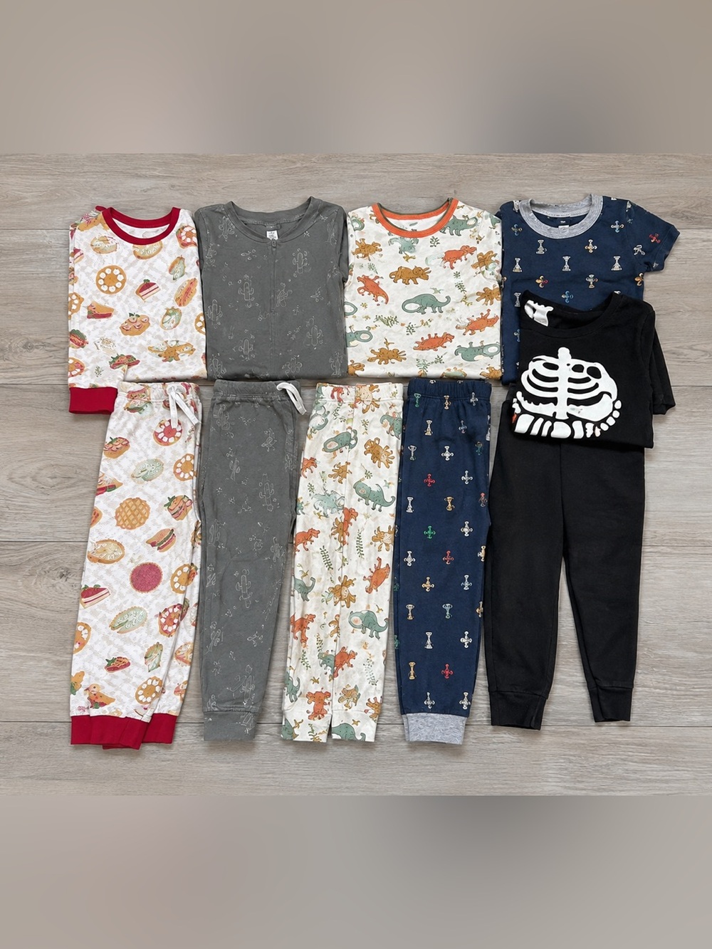 Kids 5-Pair Pajama Set - Assorted Patterns and BedHead, Free Birdees, Rosewood